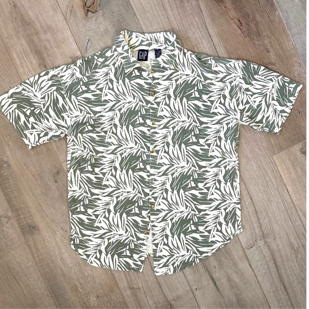 Vintage Gap Mens Short Sleeve Floral Button Down Size Small